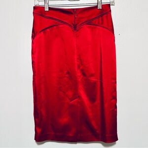 Bebe: Red Satin Pencil Skirt